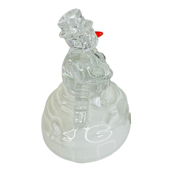 VTG Cristal d' Arques Glass SNOWMAN 7” Figurine Frosty 24% Crystal No Music Box - Picture 4 of 8